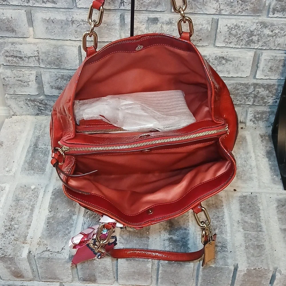 Coach “Chelsea Jayden” 18960 Patent Leather Bag  With Wristlet– Cherry Red 💋✨ - Picture 6 of 8